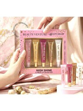 Beauty Venture High Shine 5-Piece Lip Gloss Set Assorted Colors